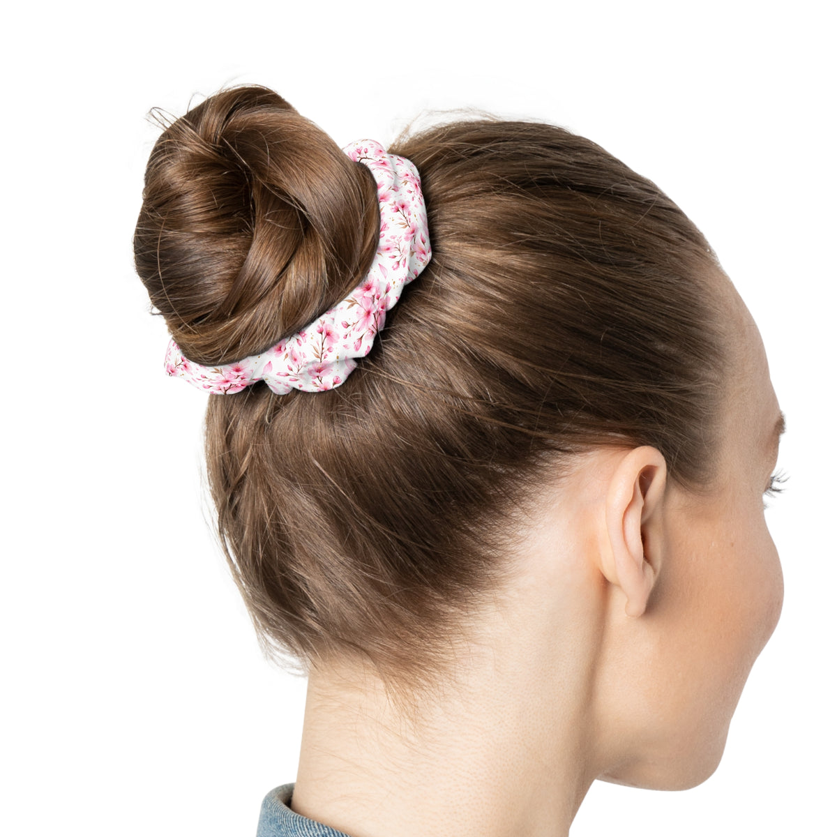 Pink Blossom Floral Scrunchie