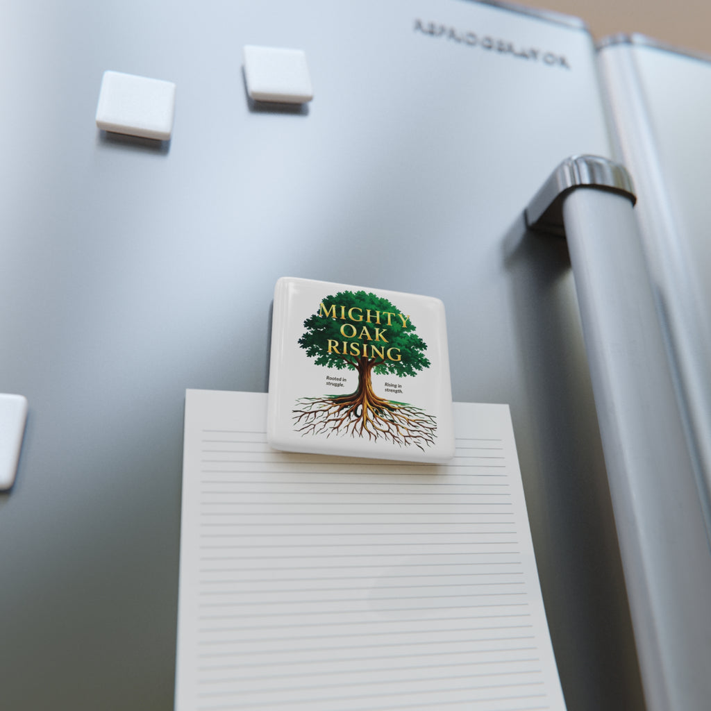 Porzellan-Magnet — „Mighty Oak“ Eichel- & Baum-Quadrat-Kühlschrankmagnet