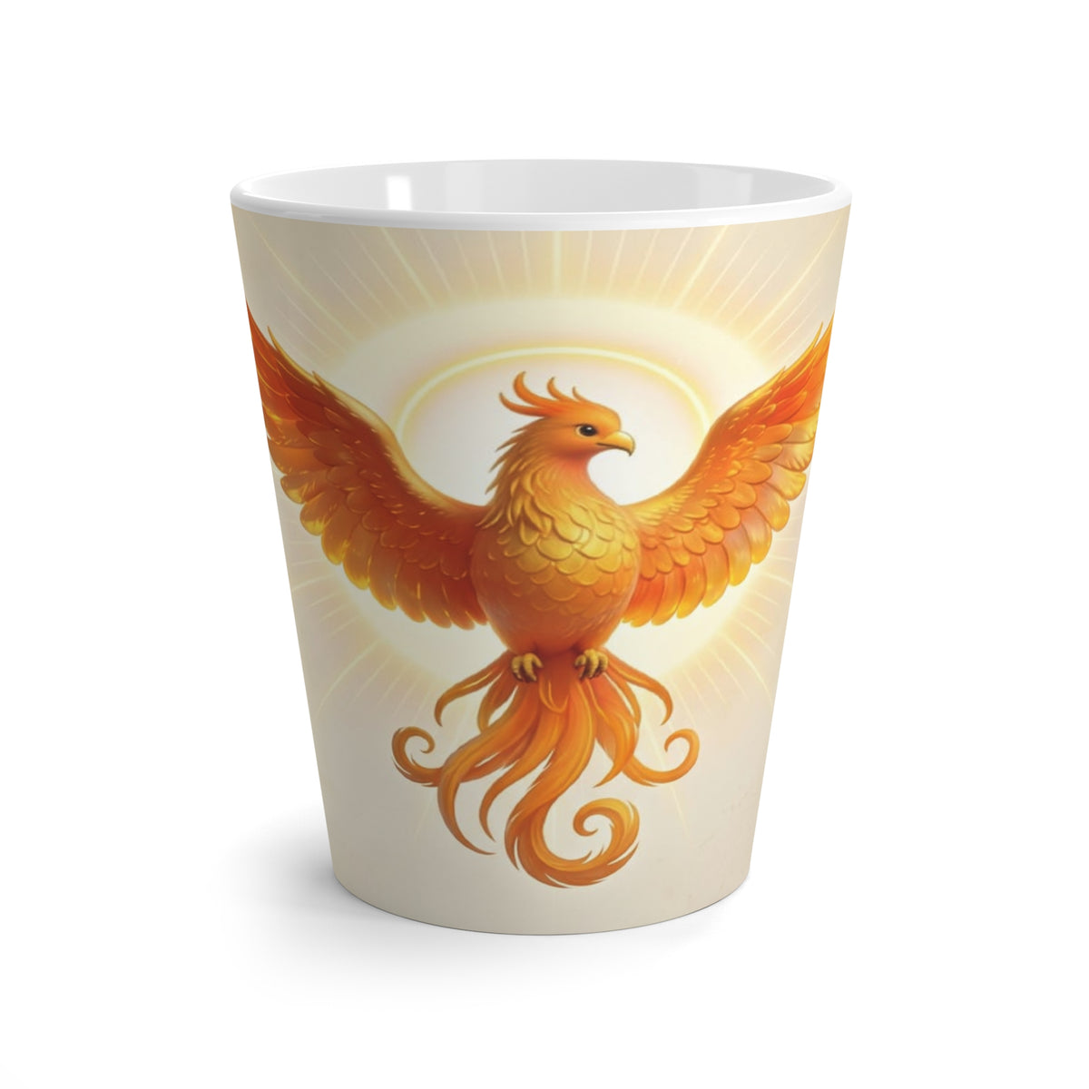 Phoenix Latte Mug — Radiant Mythical Bird Coffee Cup