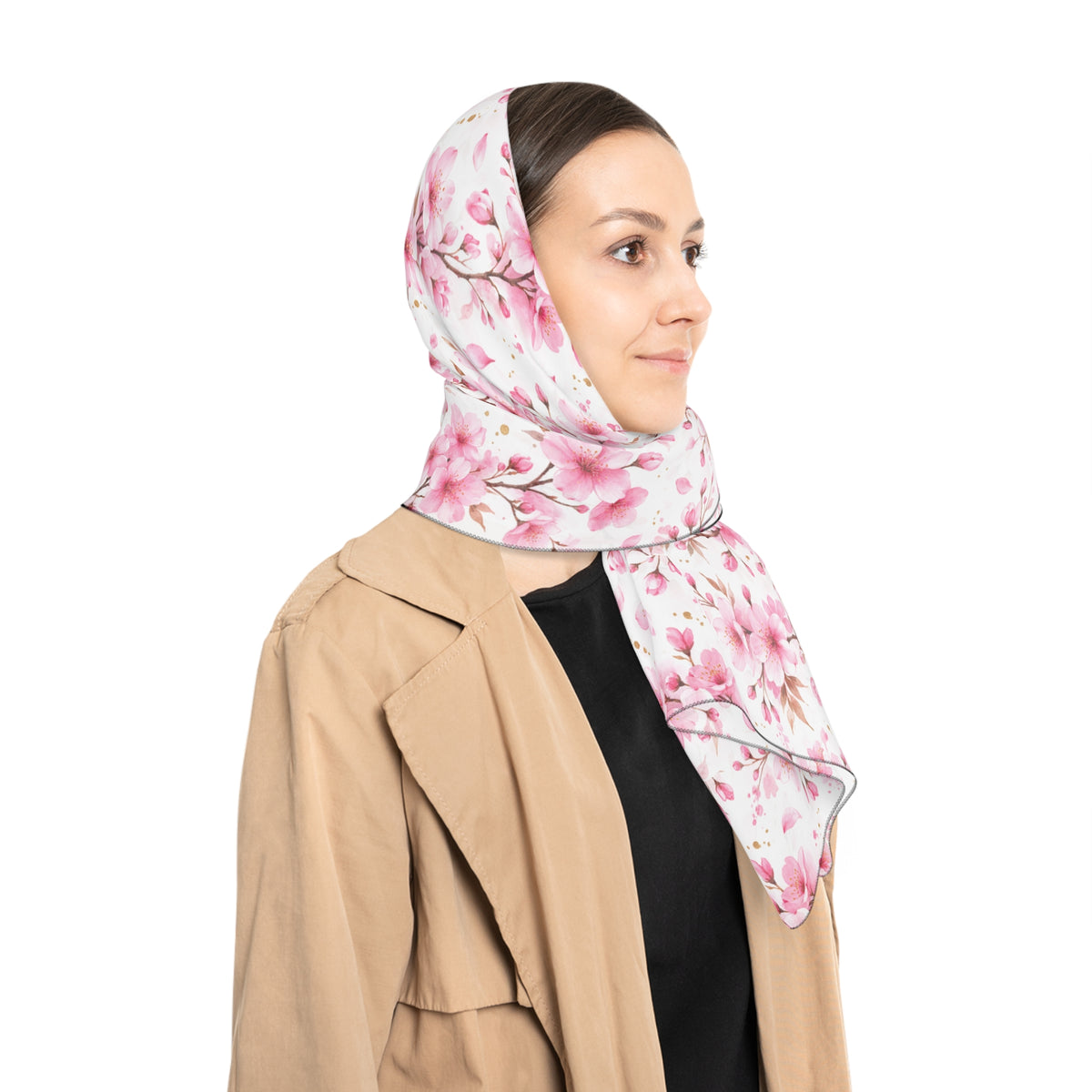 Sakura Poly Scarf – Floral Lightweight Spring Scarf