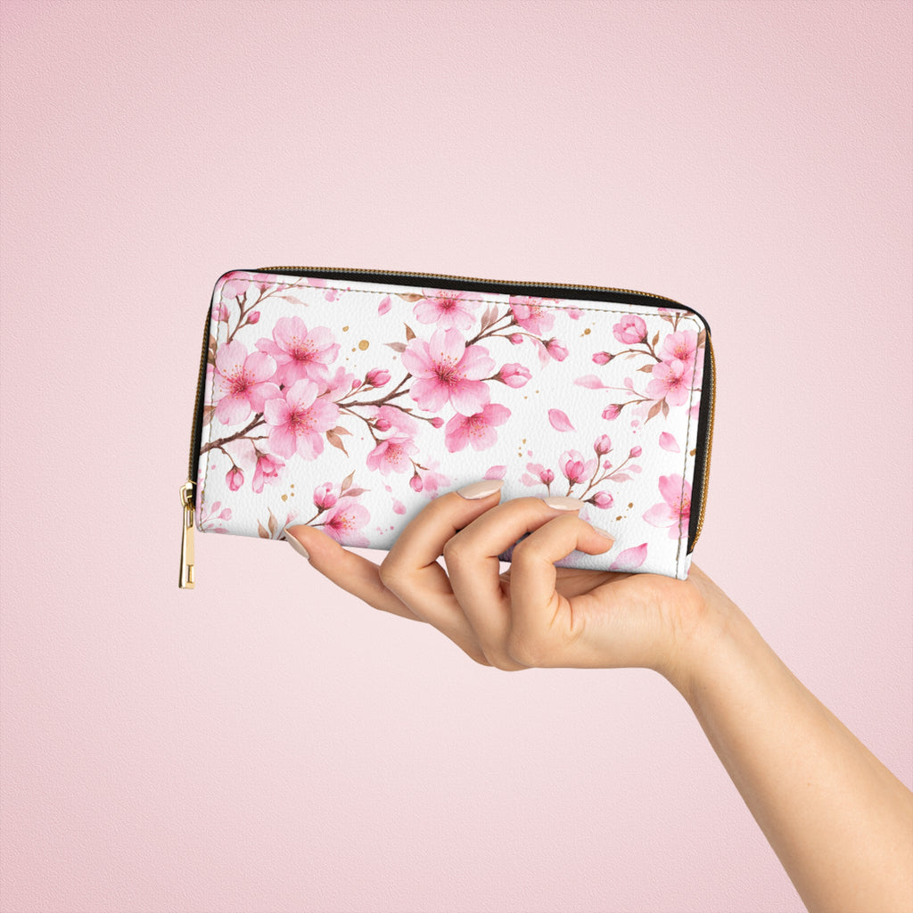 Floral Cherry Blossom Zipper Wallet