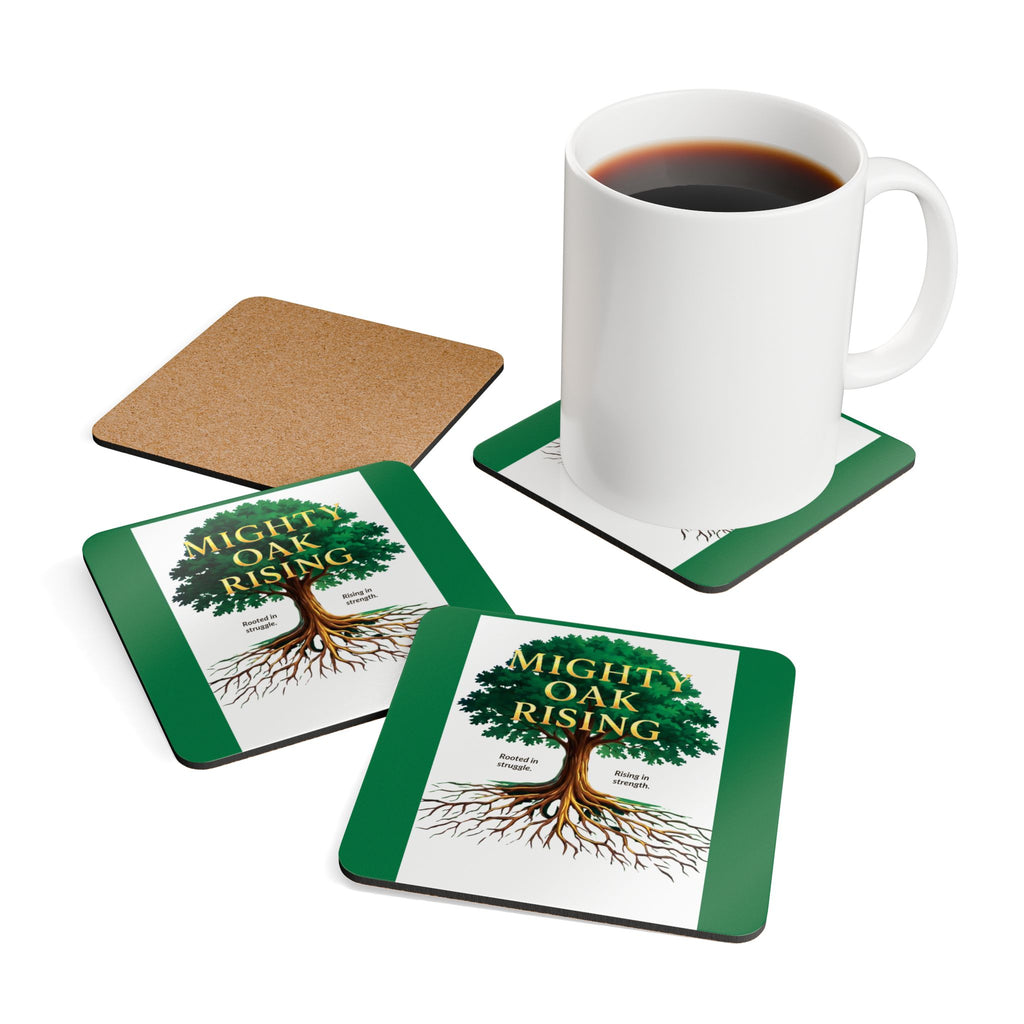 Mighty Oak Rising Cork Coaster Set — Inspirational Tree Roots Design