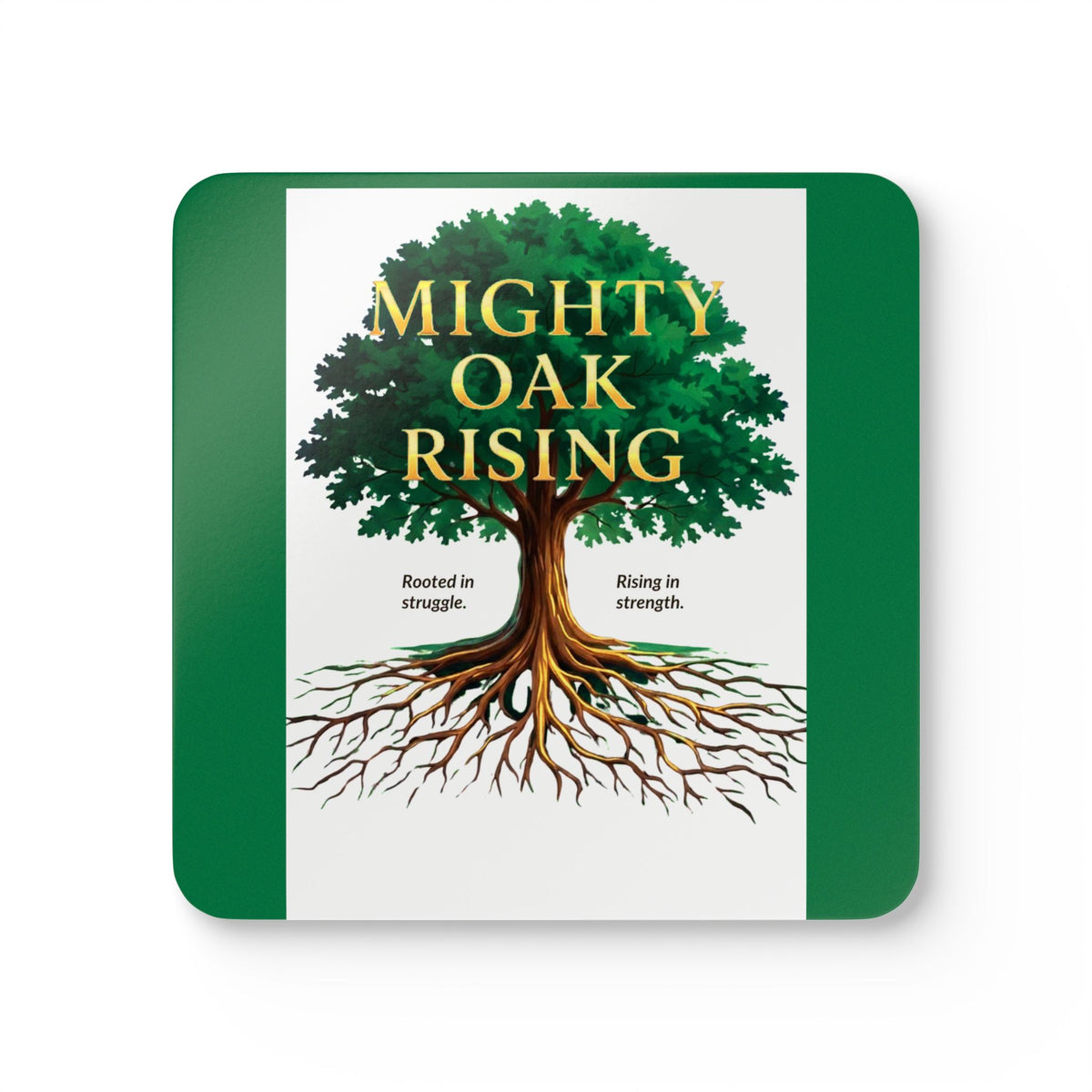Mighty Oak Rising Cork Coaster Set — Inspirational Tree Roots Design